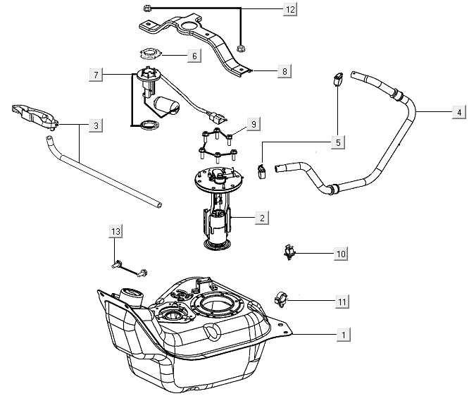 Benzinetank - Tankvlotter - Vacuümkraan Kymco New Like 150i Euro 4