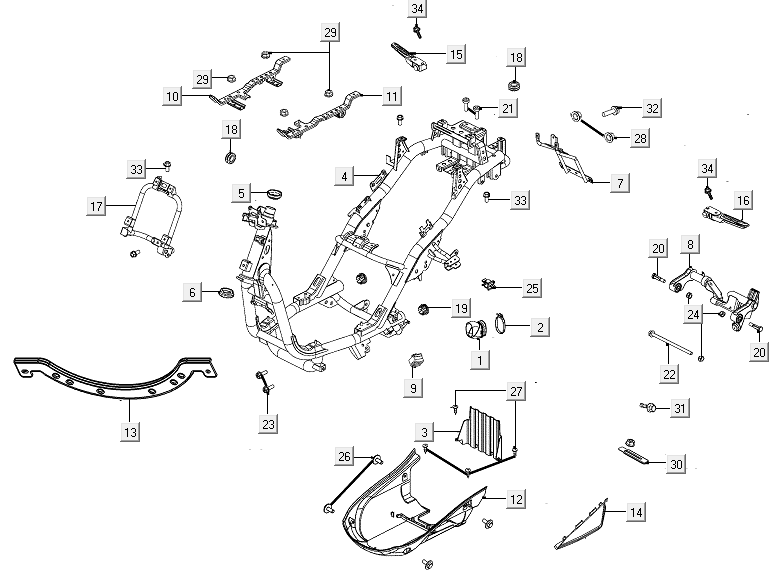 Frame - Motorophanging Kymco New Like 150i Euro 4