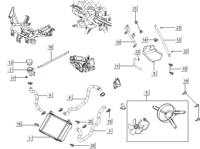 Radiateur - Koelsysteem Kymco New Downtown 125i ABS