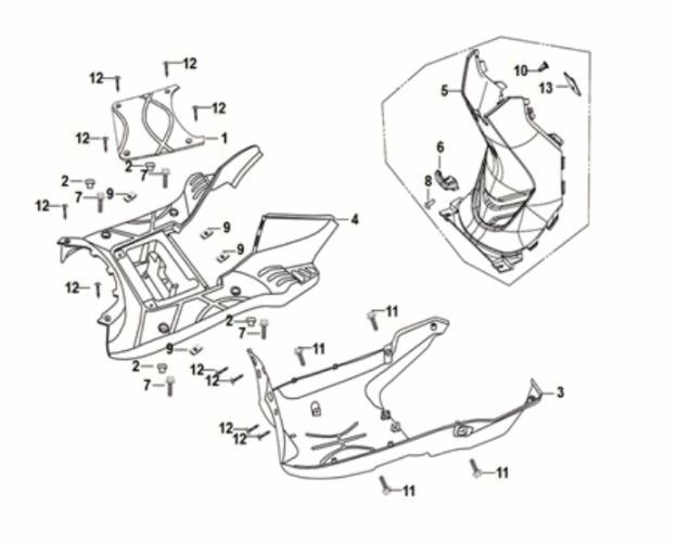 Floor panel - center cover Sym Crox 50 E5