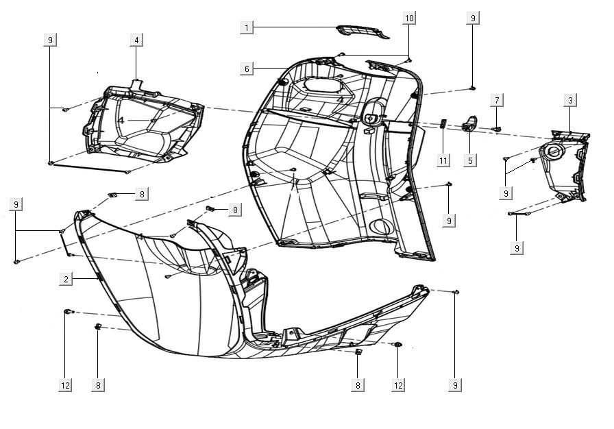 Foot protective shield Kymco Filly 50 E5+ Mat zwart