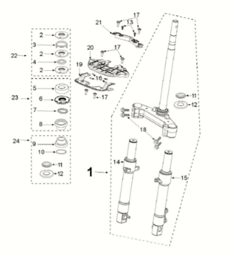 Fork steering Peugeot Django 125 EFI E5 2021-2022