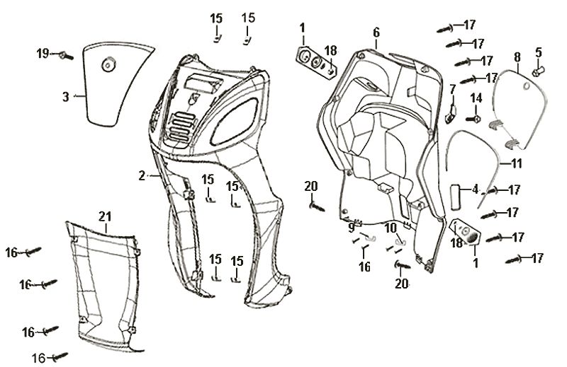 Voorkap - Beenschild Sym Symphony (BK5560) black