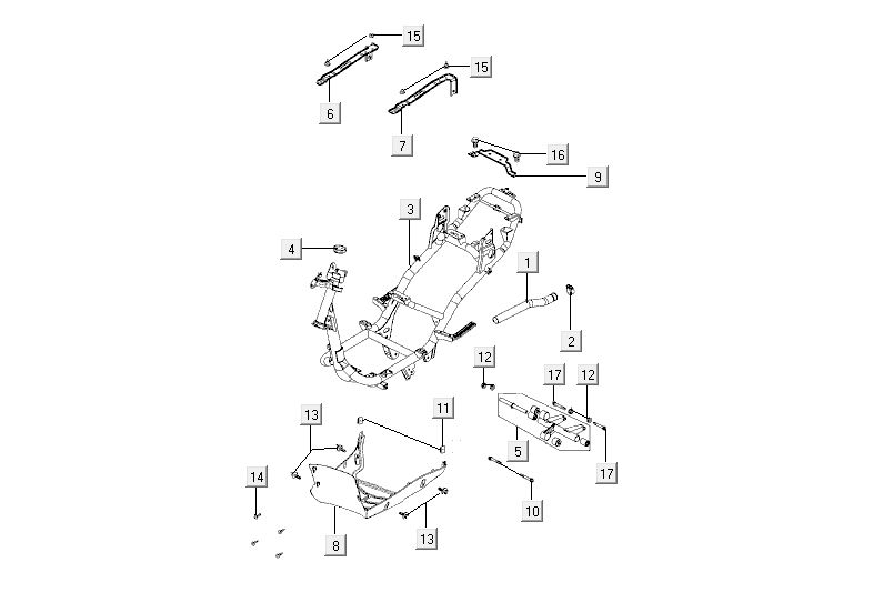 Frame - Motorophanging Kymco Agility Fat 12' 4-takt zwart lang