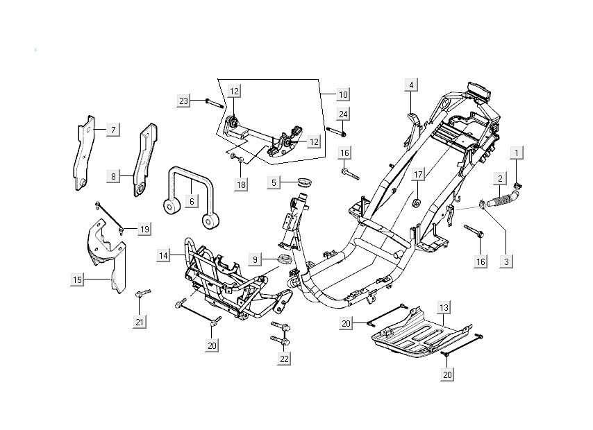 Frame - Motorophanging Kymco Grand Dink 2-takt antraciet