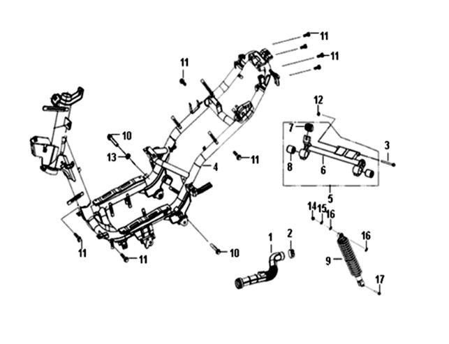 Frame - motorophanging Sym Crox 50 E4