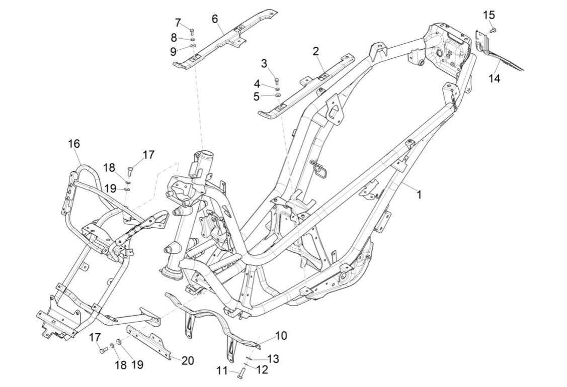 Frame Piaggio MP3 300 HPE / 300 HPE Sport ABS Euro 5 2020-2022