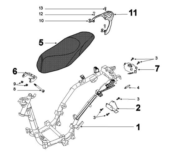 Frame and saddle Peugeot Tweet 125 EFI YO N SBC E4 2018-2020