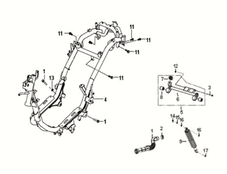 Frame body - engine hanger Sym Fiddle III 50 E3