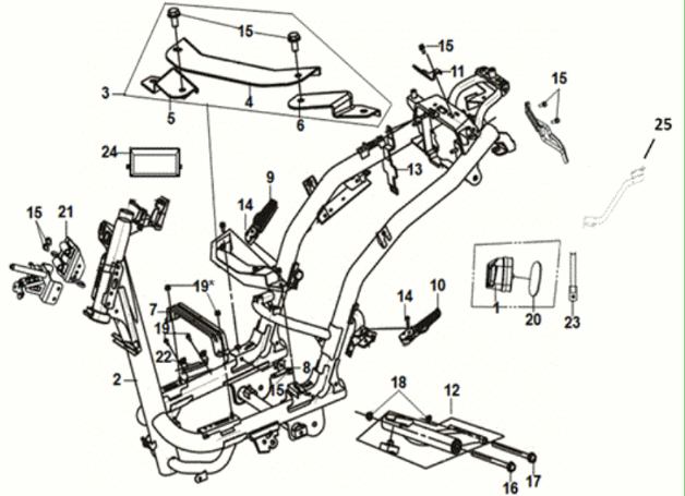 Frame body - engine hanger Sym Fiddle IV 125i LC ABS E5 2020-2021