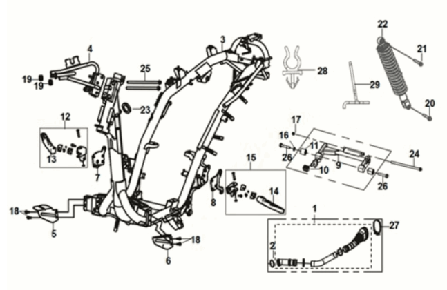 Frame body - engine hanger Sym Jet 14 125I LC E5 2021-2024