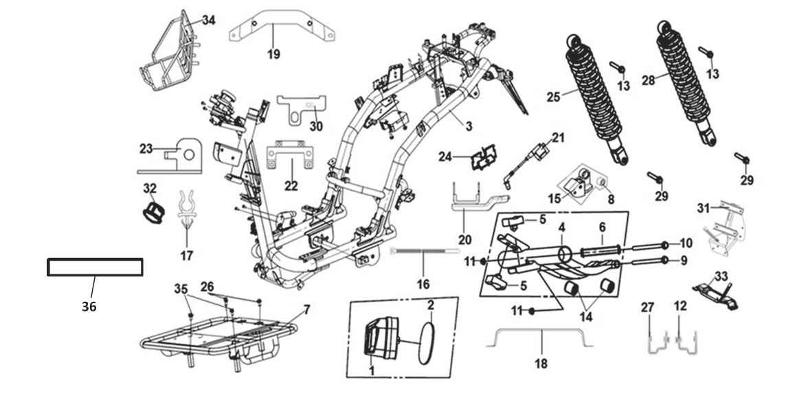 Frame body - engine hanger Sym X-Pro 50 E5