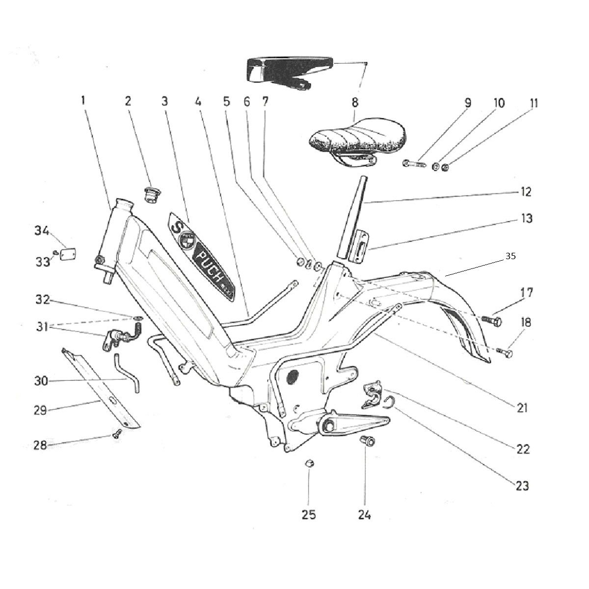 Frame - brandstofkraan - zadel Puch Maxi