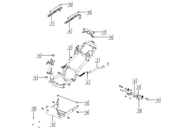 Frame Kymco Agility 12' 4-takt rood
