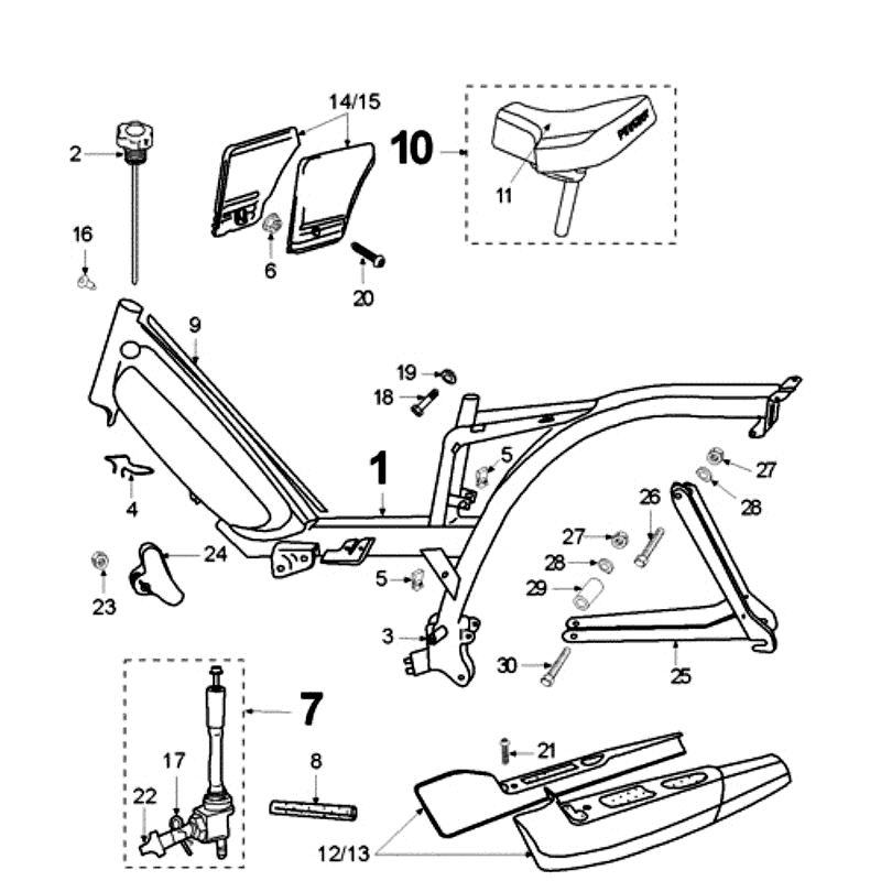 Frame - Zadel Peugeot Vogue Zwart