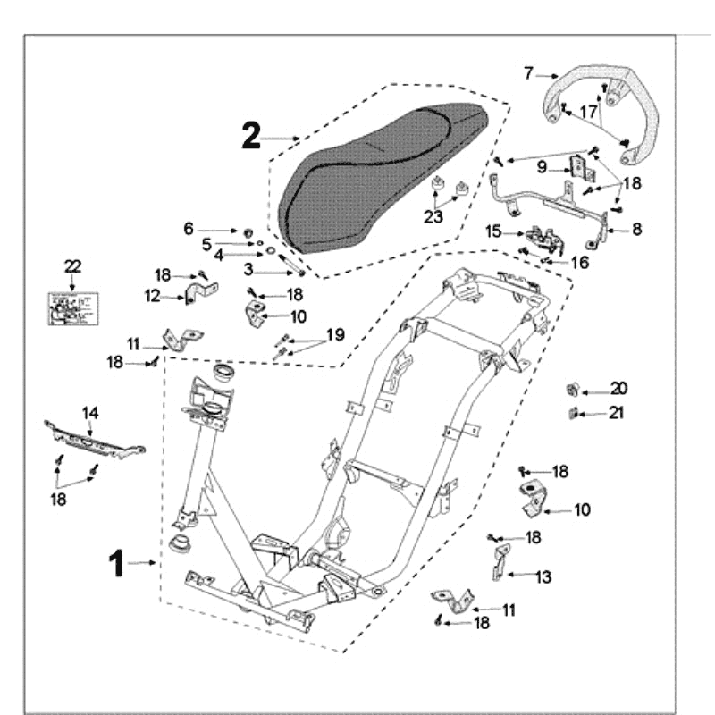 Frame - Zadel Peugeot Kisbee RS matzwart