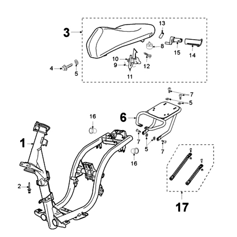 Frame - Zadel Peugeot Ludix 12 zwart