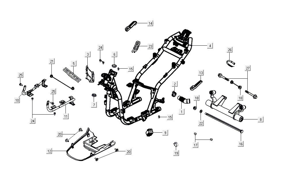 Framedelen Kymco Agility 16'+ 50i 4-takt Euro 4 mat grijs