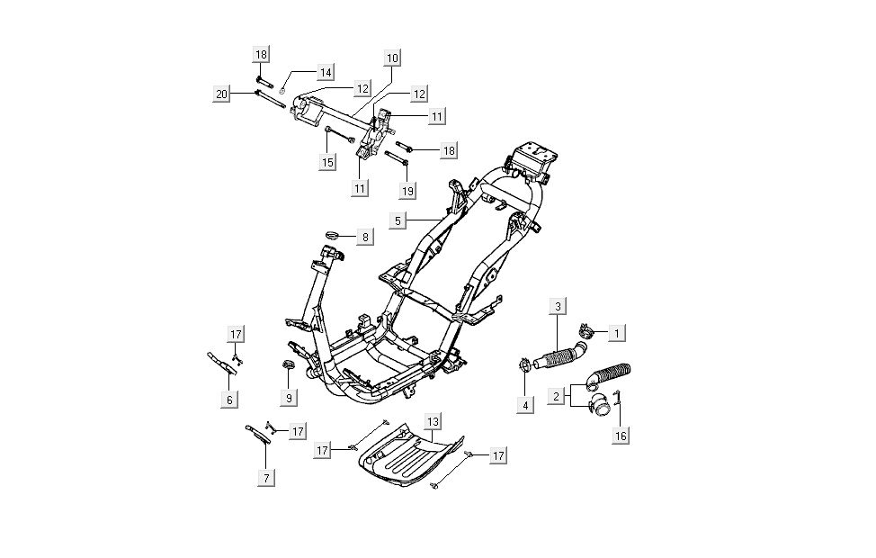 Frame Kymco B&W LC 2-takt zilver