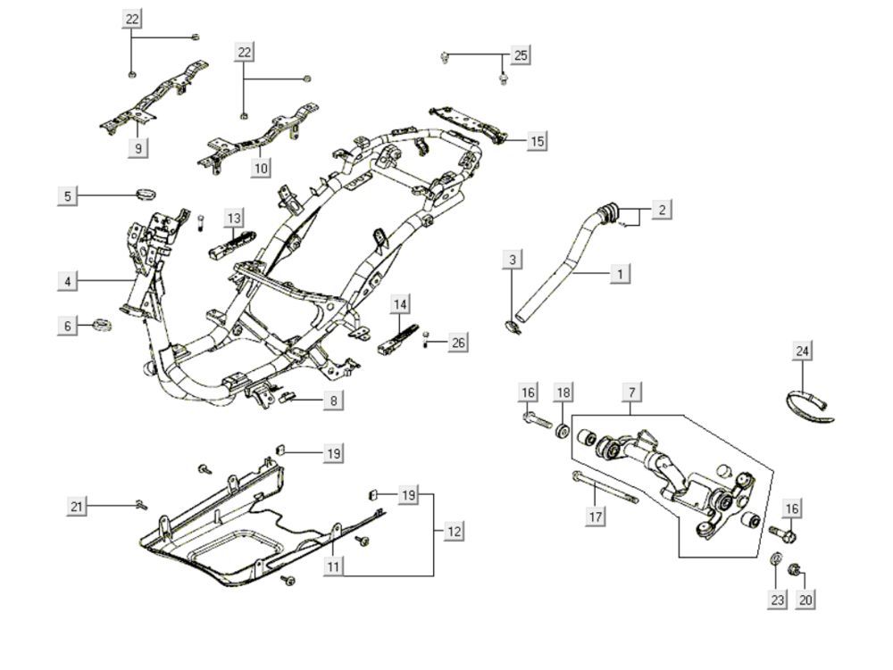 Frame Kymco Like 200i Wit