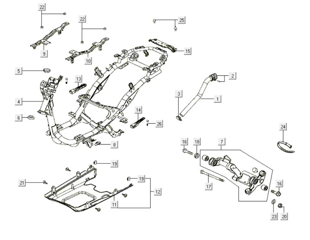 Frame Kymco Like 200i Zwart