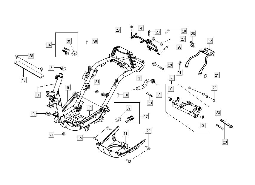 frame Kymco Sento 50 4-takt bruin