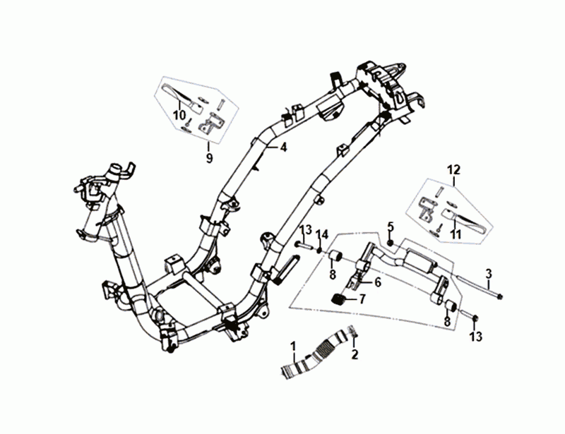 Frame - Motorophanging Sym Allo Euro 4 (BK-5560S) Bright Black