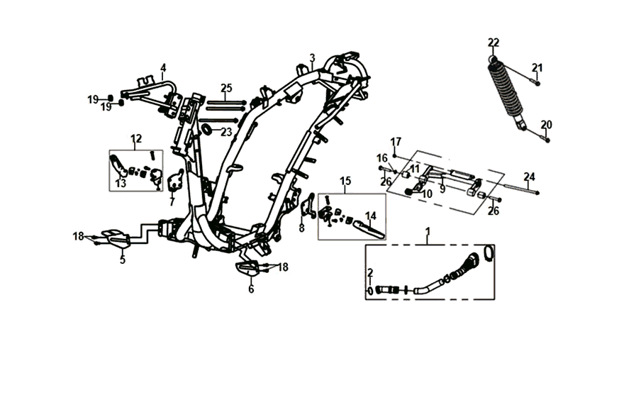 Frame - Motorophanging Sym Jet 14