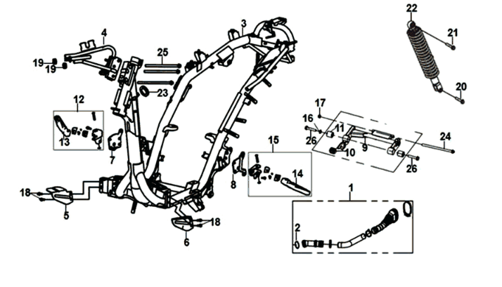 Frame/ motorophanging Sym Jet 14 125I E4