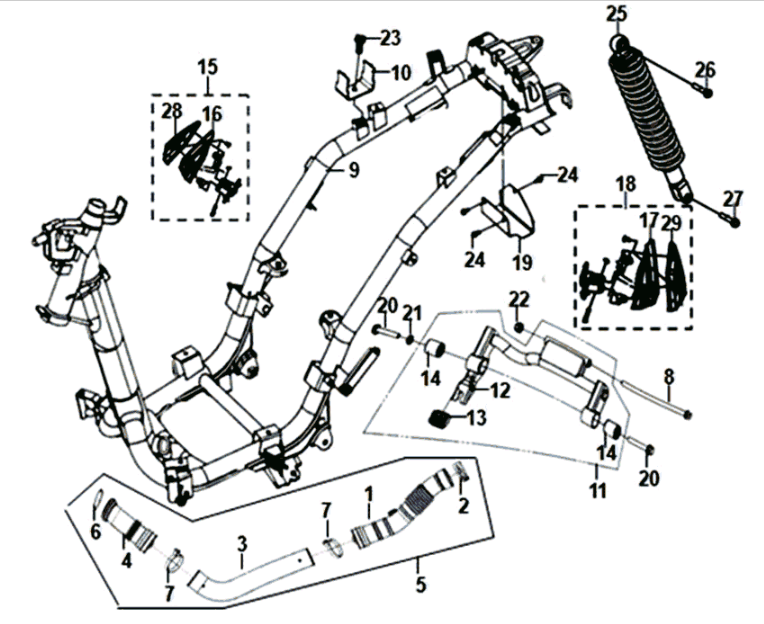 Frame/ motorophanging Sym Symphony ST 125I E4