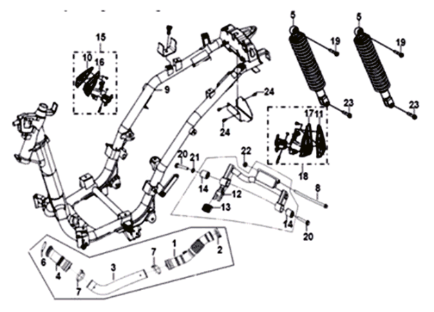 Frame / motorophanging Sym Symphony ST 200I