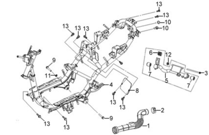 Frame/ motorophanging Sym X'PRO 125