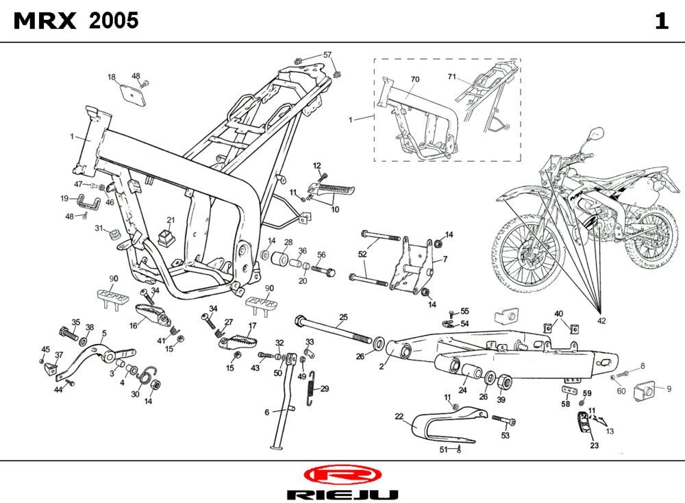 Frame Rieju MRX P-up rood 2008 2-takt