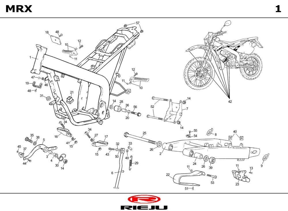 Frame Rieju MRX rood 2004 2-takt