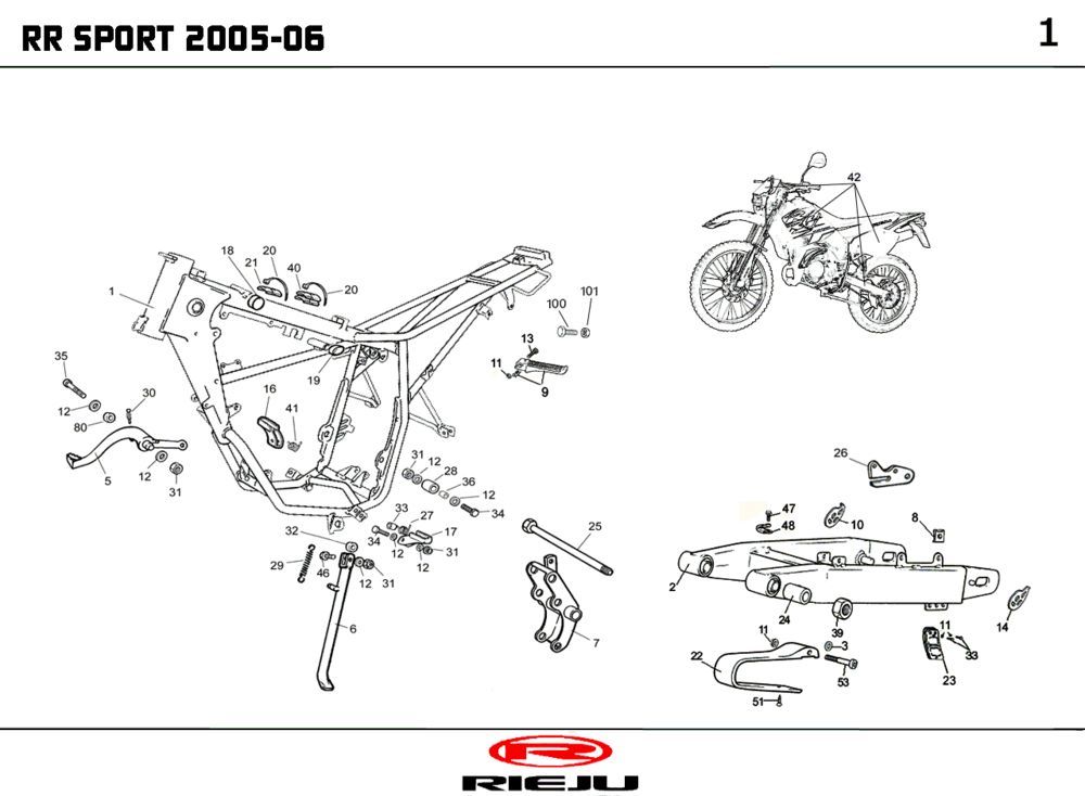 Frame Rieju RR Sport rood 2005 2-takt