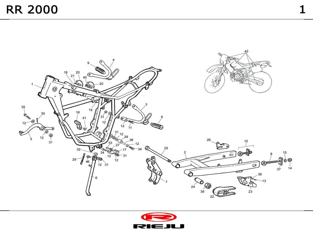 Frame Rieju RR zwart 2001 2-takt
