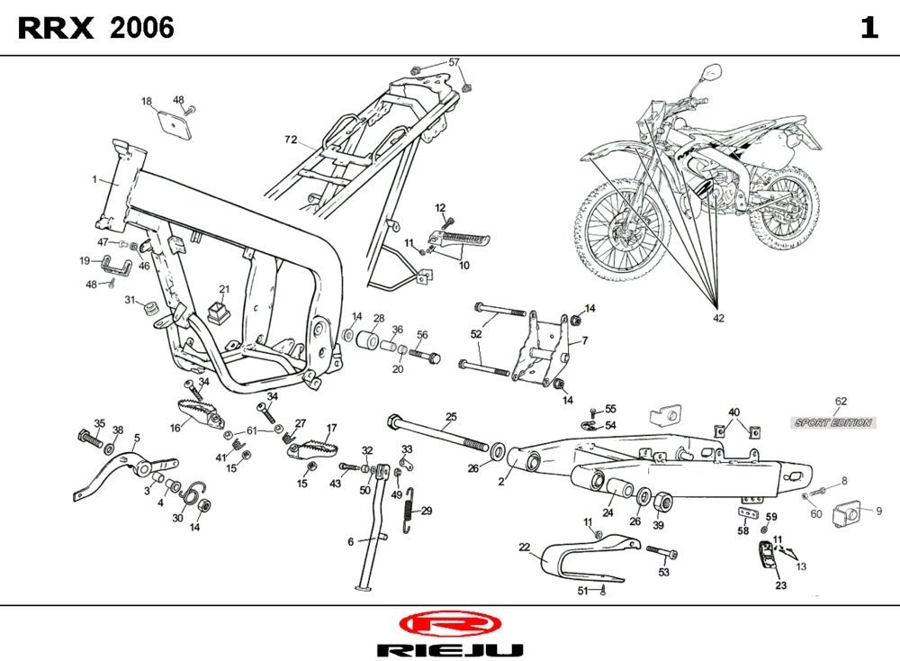 Frame Rieju RRX zwart 2009 2-takt