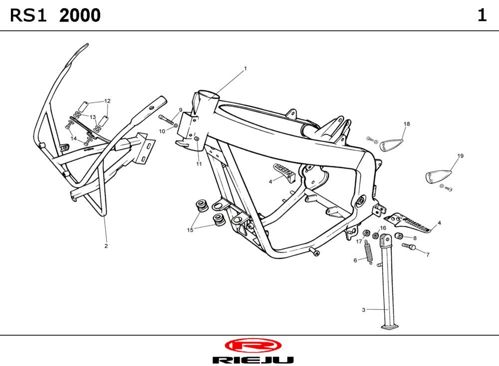 Frame Rieju Rs1 rood-blauw 2001 2-takt