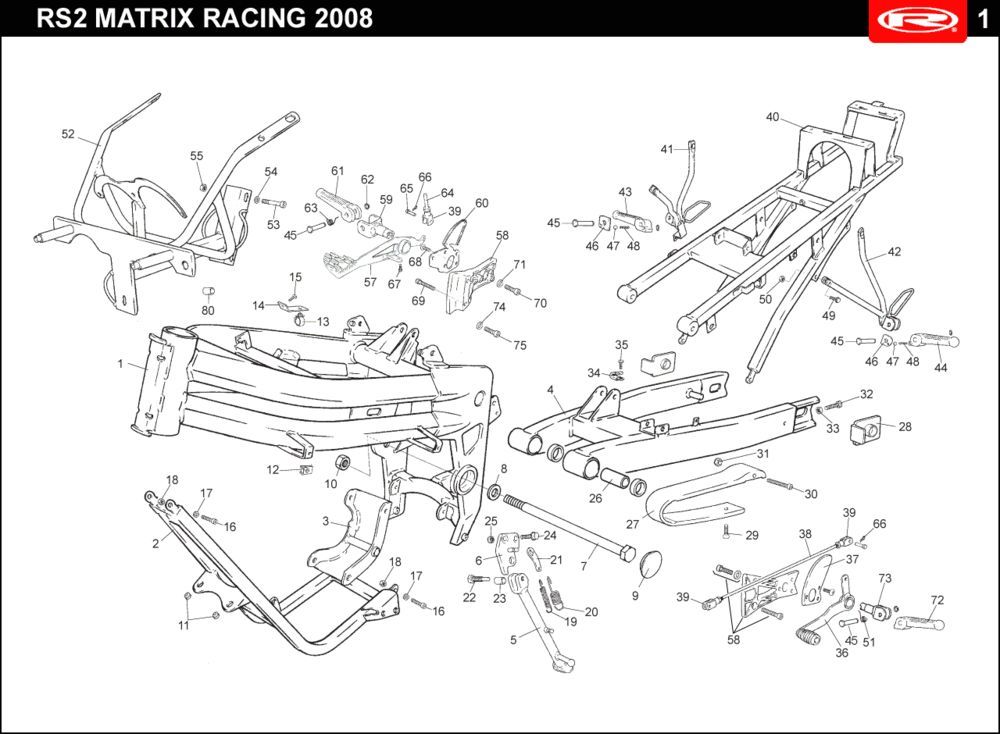 Frame Rieju Rs2 pro oranje 2009 2-takt