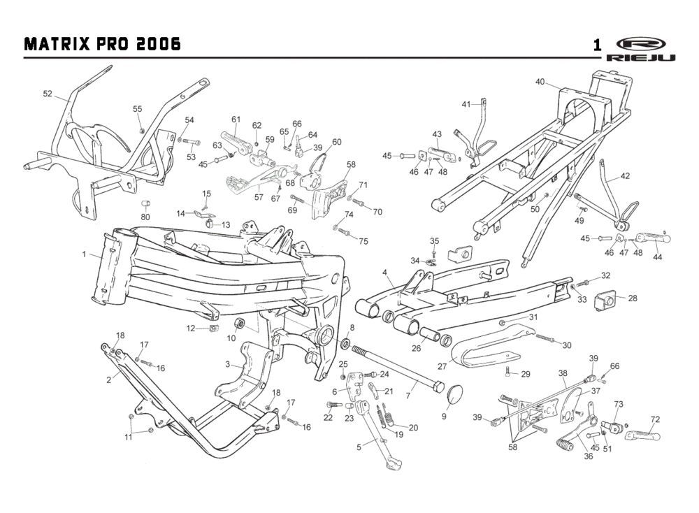 Frame Rieju Rs2 pro zwart 2009 2-takt