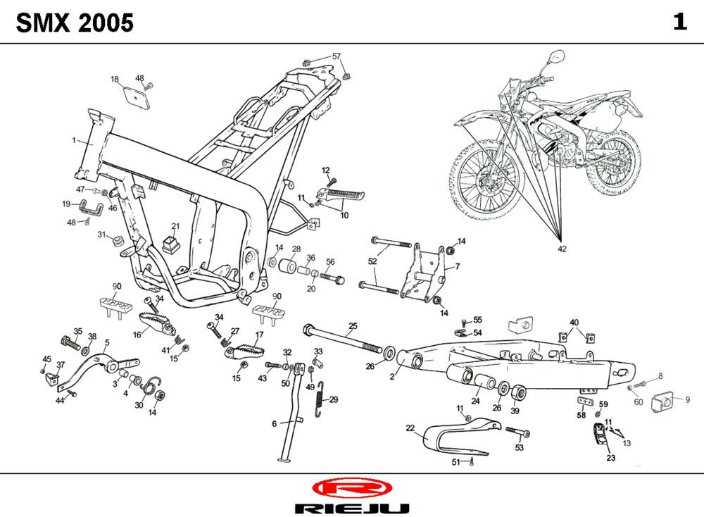 Frame Rieju SMX 50 2-takt LC p-up zwart 2008