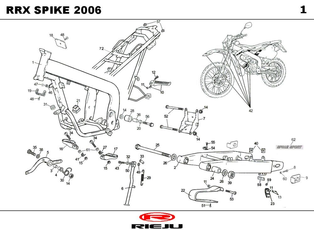 Frame Rieju Spike-x oranje 2008 2-takt