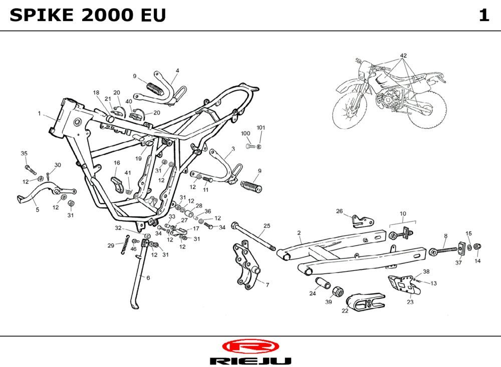 Frame Rieju Spike grijs 2003 2-takt