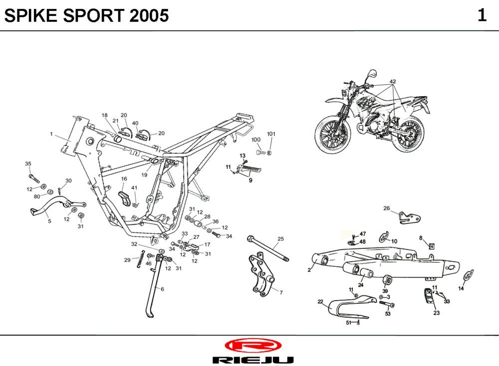Frame Rieju Spike zwart 2005 2-takt