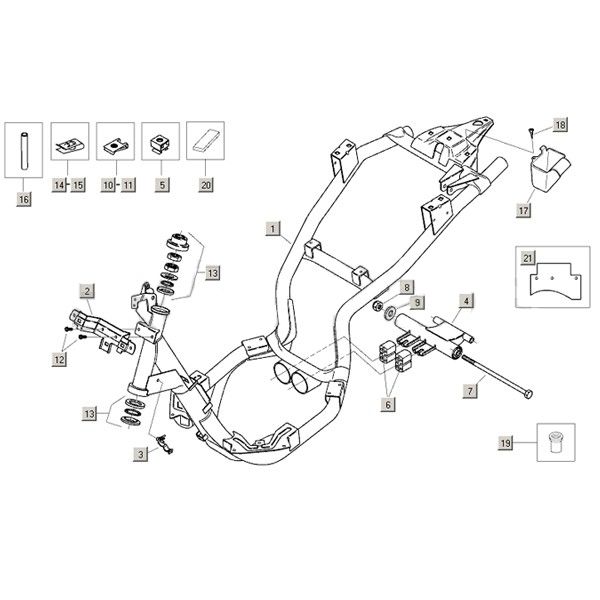 Frame Aprilia Mojito Custom 50 2-takt (Piaggio motor) 2004-2010