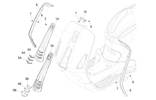 Frame Vespa Primavera 50 4-takt IGET 3V Euro 4 Zwart 98/A-Frame Vespa Primavera 4-takt 3V Zwart 98/A