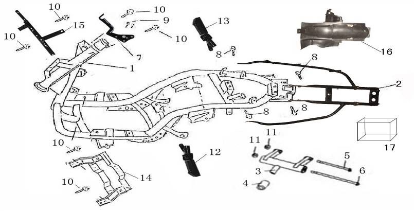 Framedelen China GT champagne
