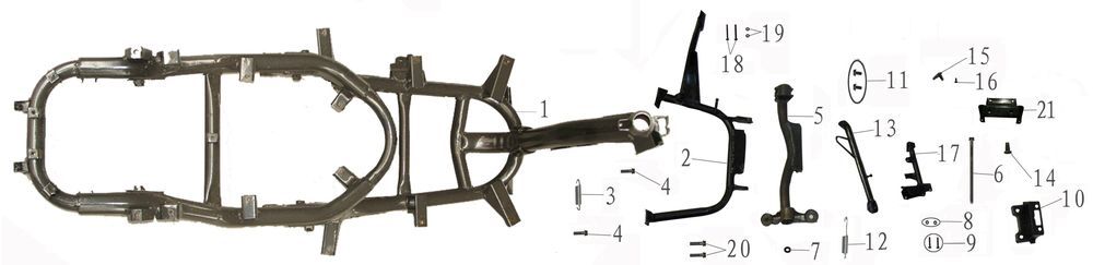 Framedelen China Touring zwart