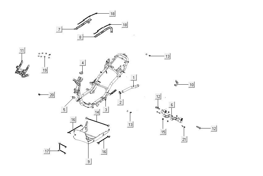 Framedelen Kymco Carry 50i 4-takt Euro 4 glans zwart
