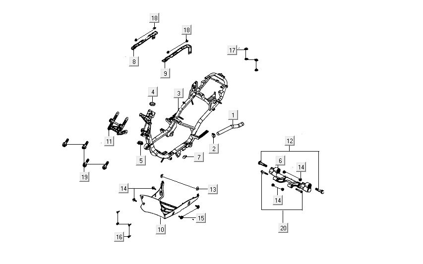 Framedelen Kymco Carry 4-takt wit